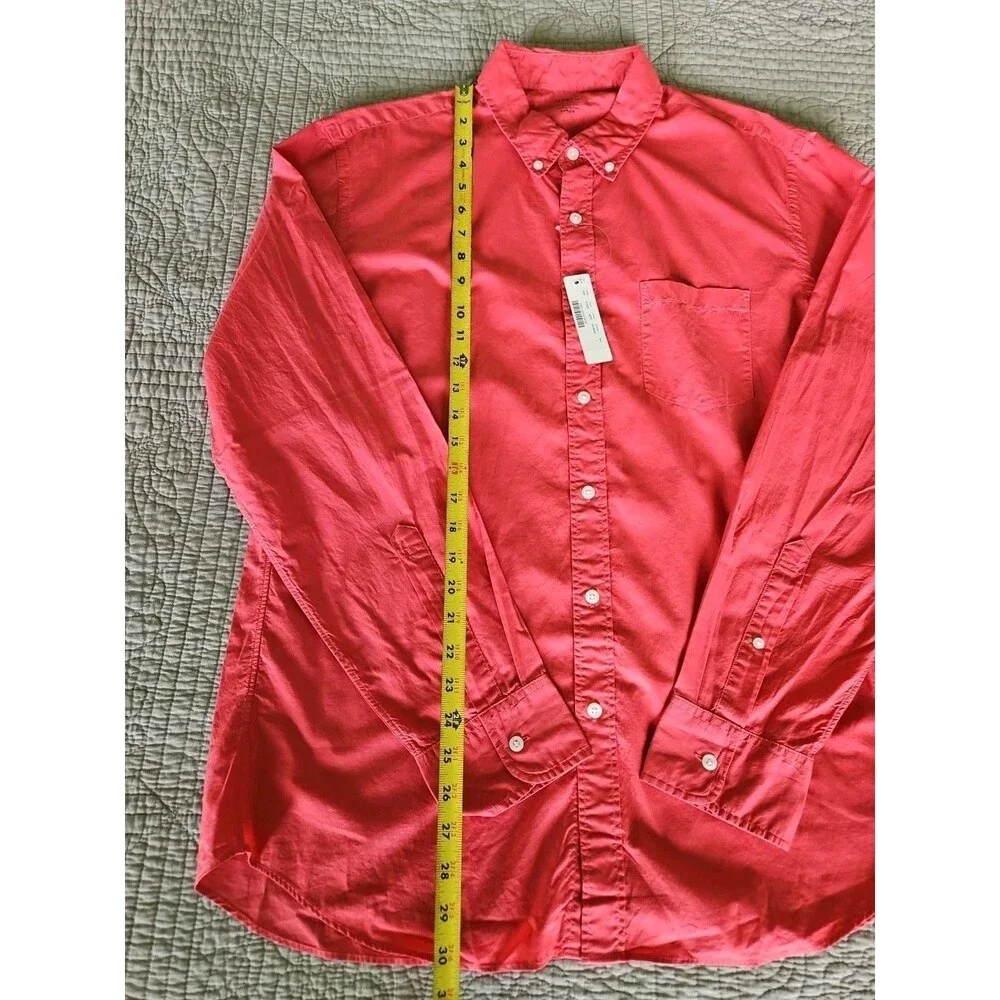 J Crew Shirt Mens Large Pink Coral Long Sleeve Lightweight Button Down